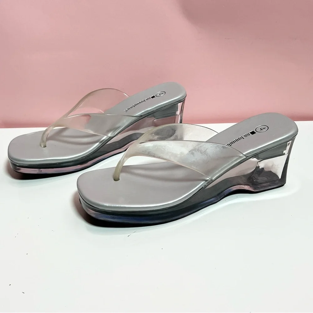 Vintage 90s Y2K 2000s party no boundaries clear lucite light up platform heels